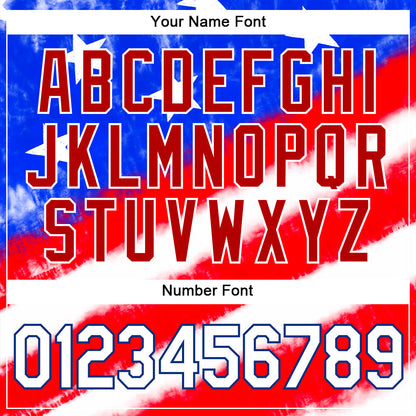 Custom Tie Dye White-Royal 3D American Flag Authentic Baseball Jersey - Sky-Custom