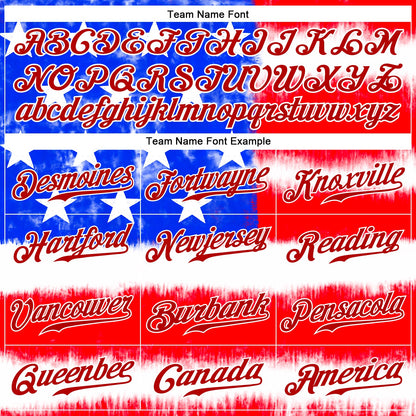 Custom Tie Dye Royal-Red 3D American Flag Authentic Baseball Jersey - Sky-Custom