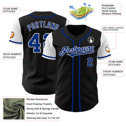 Custom Black Royal-White Authentic Two Tone Baseball Jersey - Sky-Custom