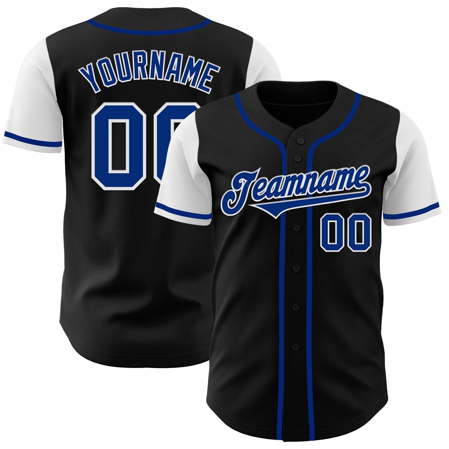 Custom Black Royal-White Authentic Two Tone Baseball Jersey - Sky-Custom