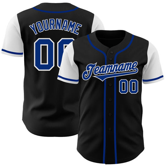 Custom Black Royal-White Authentic Two Tone Baseball Jersey - Sky-Custom