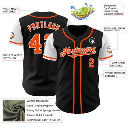 Custom Black Orange-White Authentic Two Tone Baseball Jersey - Sky-Custom