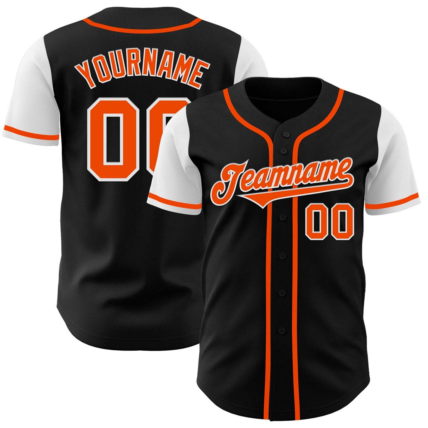 Custom Black Orange-White Authentic Two Tone Baseball Jersey - Sky-Custom