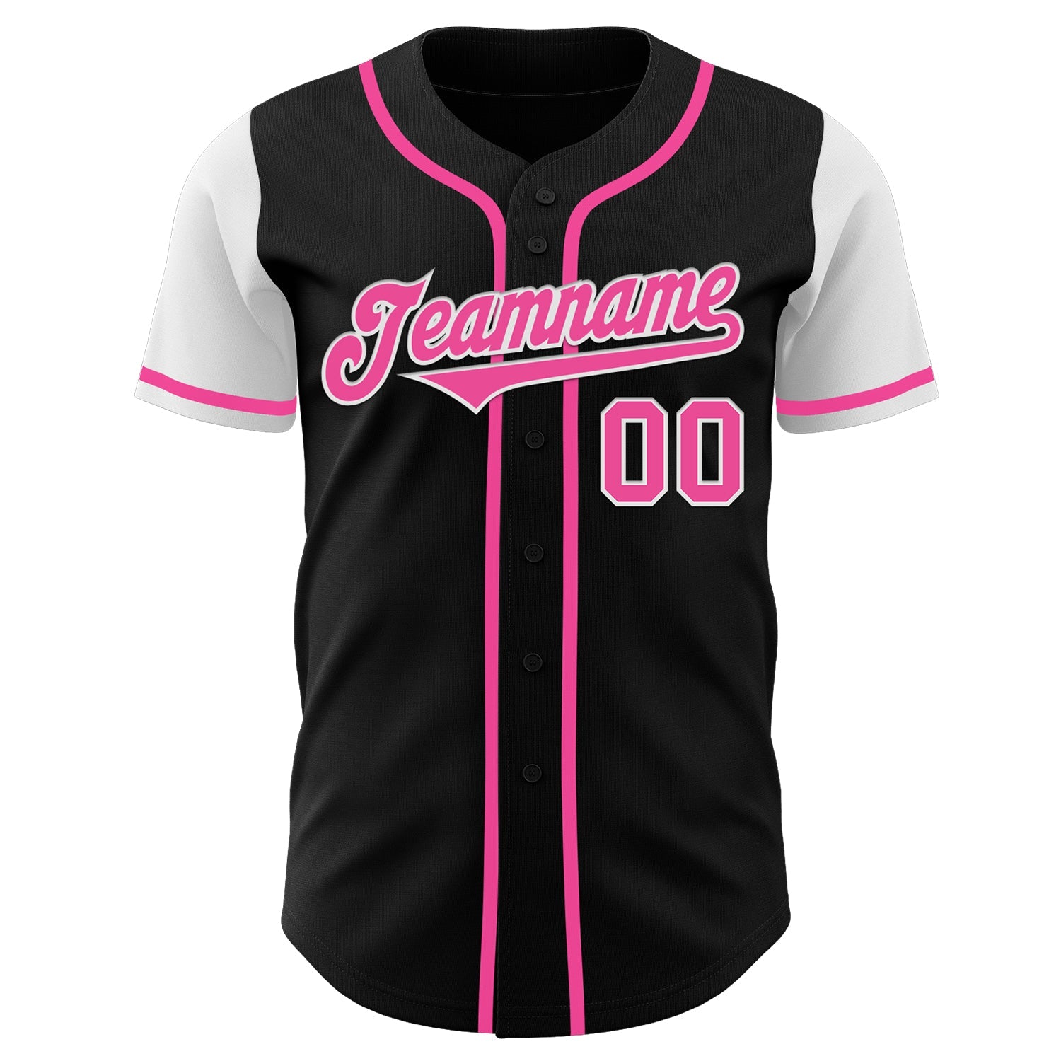Custom Black Pink-White Authentic Two Tone Baseball Jersey - Sky-Custom