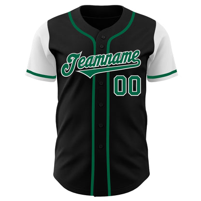 Custom Black Kelly Green-White Authentic Two Tone Baseball Jersey - Sky-Custom