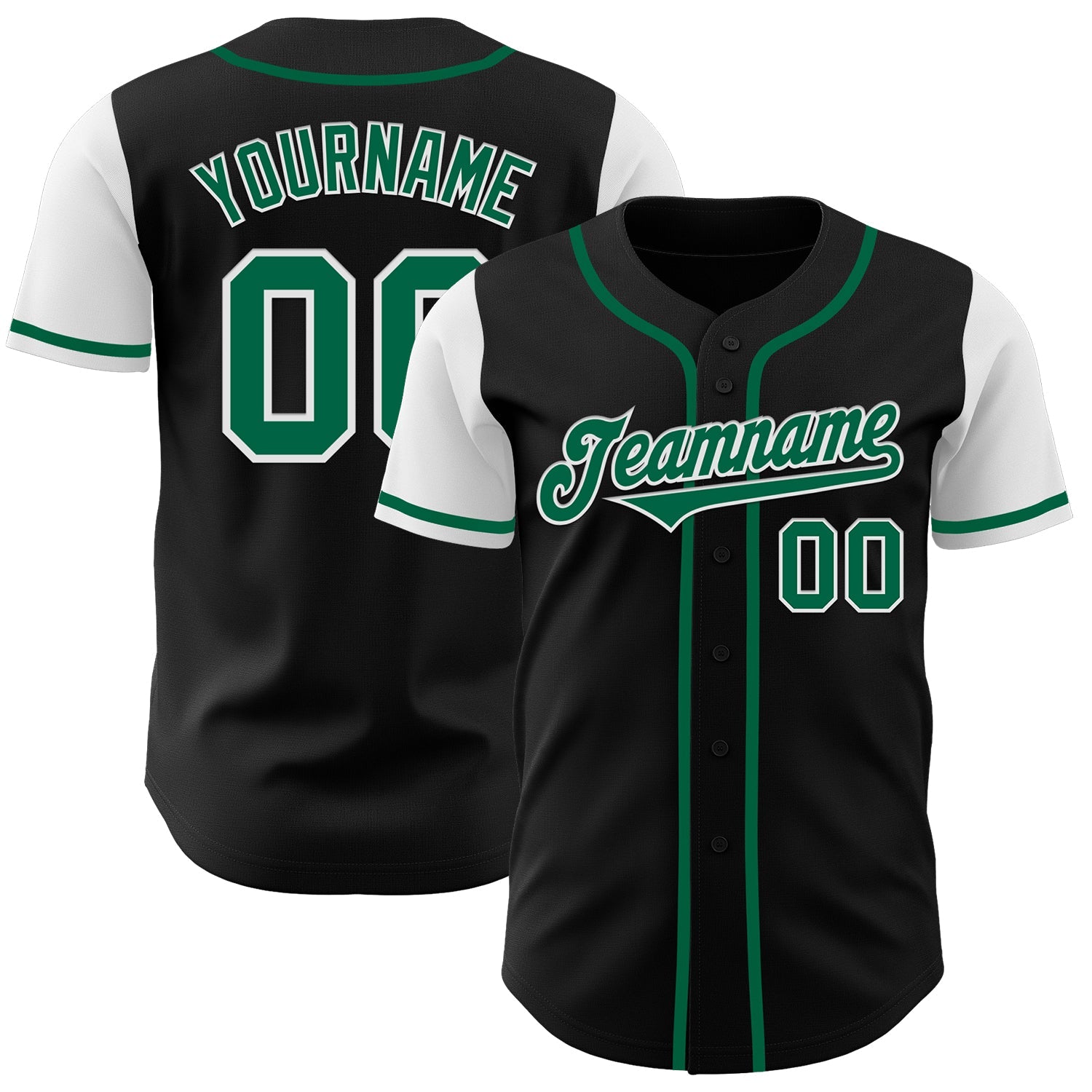 Custom Black Kelly Green-White Authentic Two Tone Baseball Jersey - Sky-Custom