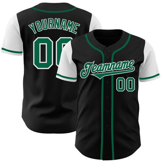 Custom Black Kelly Green-White Authentic Two Tone Baseball Jersey - Sky-Custom