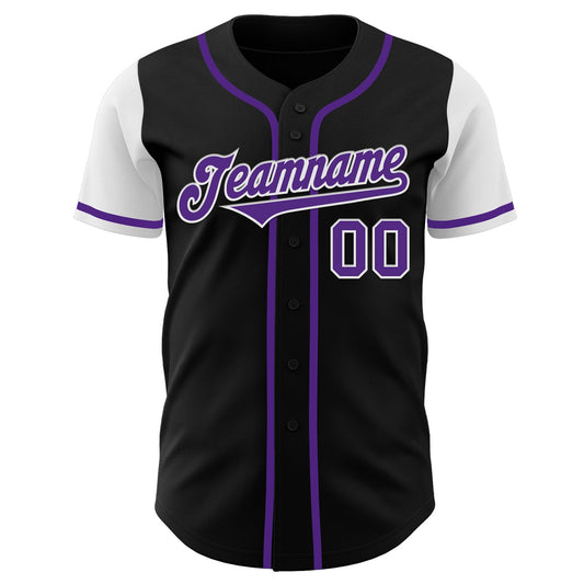 Custom Black Purple-White Authentic Two Tone Baseball Jersey - Sky-Custom