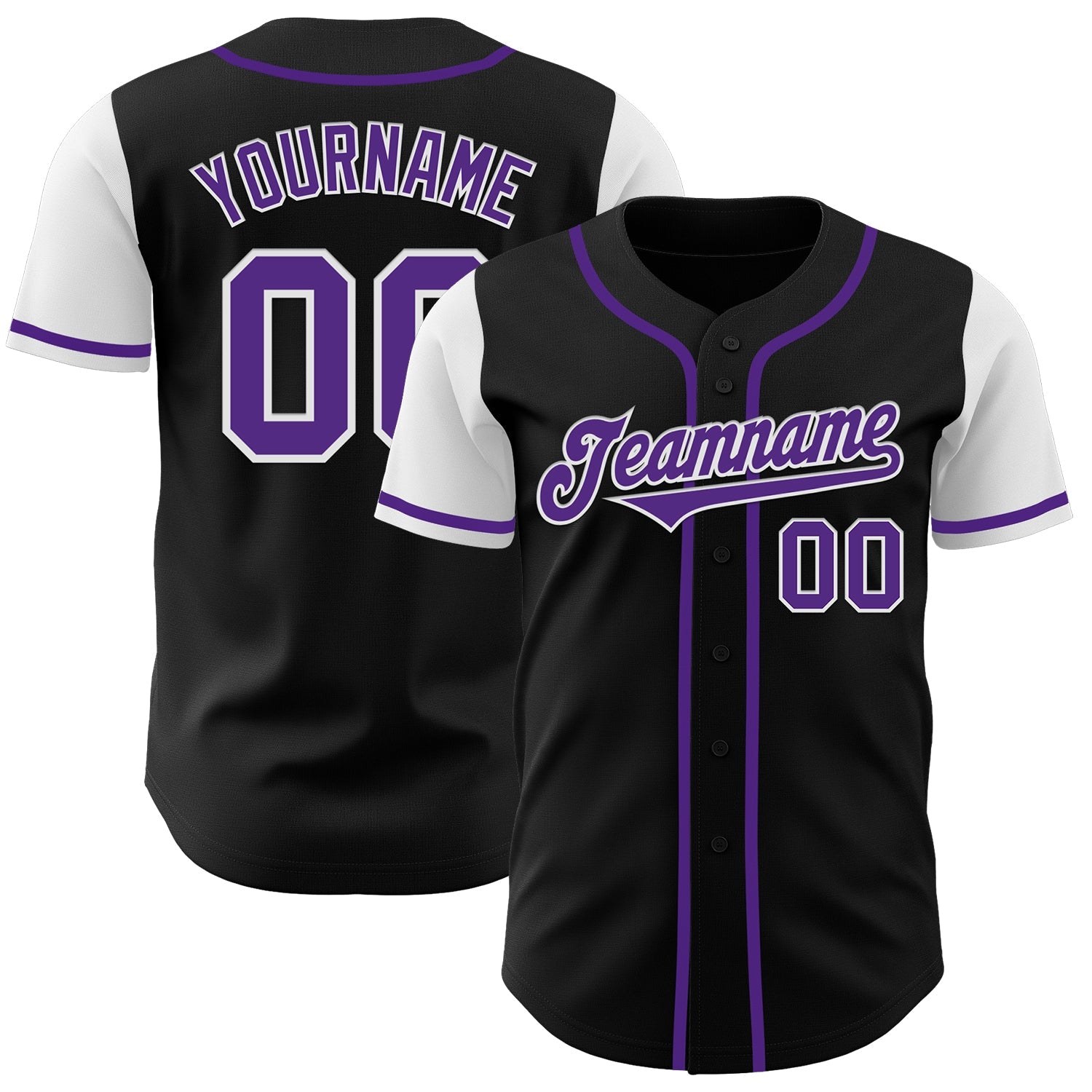 Custom Black Purple-White Authentic Two Tone Baseball Jersey - Sky-Custom