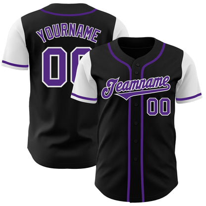 Custom Black Purple-White Authentic Two Tone Baseball Jersey - Sky-Custom