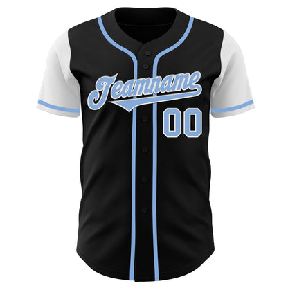 Custom Black Light Blue-White Authentic Two Tone Baseball Jersey - Sky-Custom