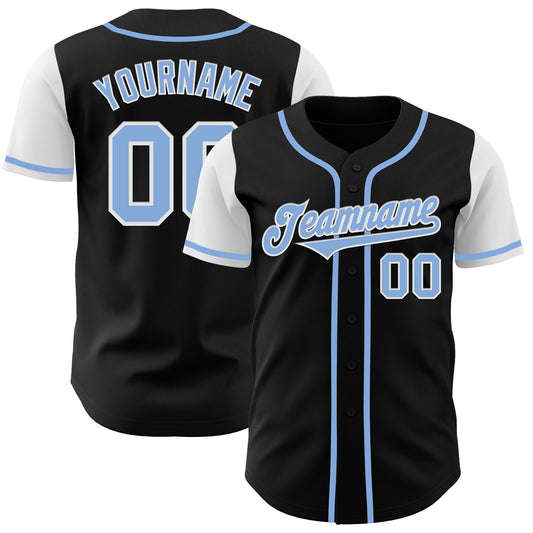 Custom Black Light Blue-White Authentic Two Tone Baseball Jersey - Sky-Custom