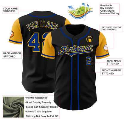 Custom Black Royal-Gold Authentic Two Tone Baseball Jersey - Sky-Custom