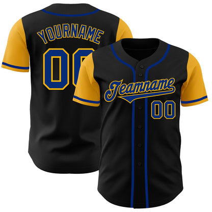 Custom Black Royal-Gold Authentic Two Tone Baseball Jersey - Sky-Custom