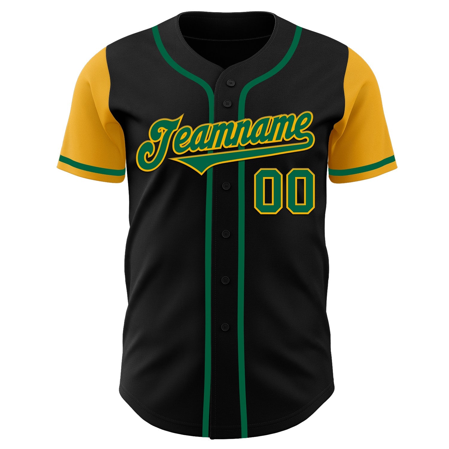 Custom Black Kelly Green-Gold Authentic Two Tone Baseball Jersey - Sky-Custom