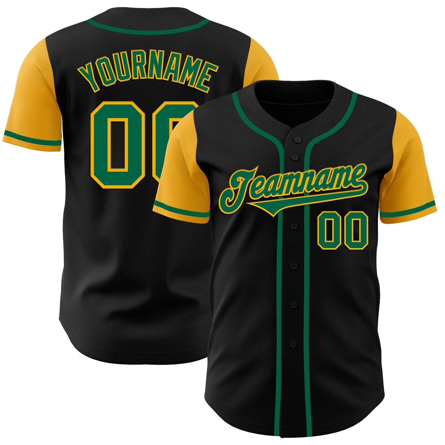 Custom Black Kelly Green-Gold Authentic Two Tone Baseball Jersey - Sky-Custom
