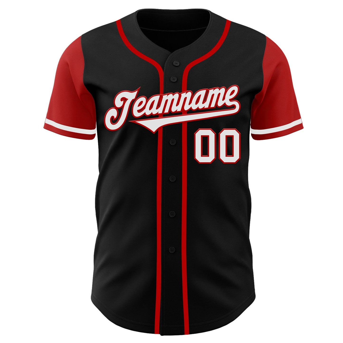 Custom Black White-Red Authentic Two Tone Baseball Jersey - Sky-Custom