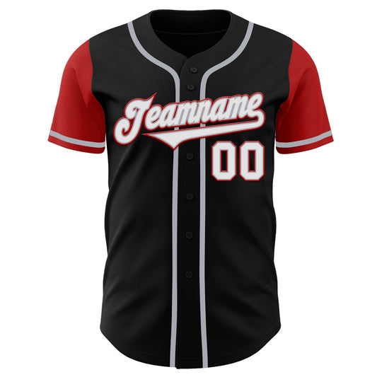 Custom Black White-Red Authentic Two Tone Baseball Jersey - Sky-Custom
