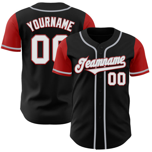 Custom Black White-Red Authentic Two Tone Baseball Jersey - Sky-Custom