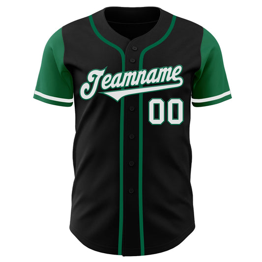 Custom Black White-Kelly Green Authentic Two Tone Baseball Jersey - Sky-Custom