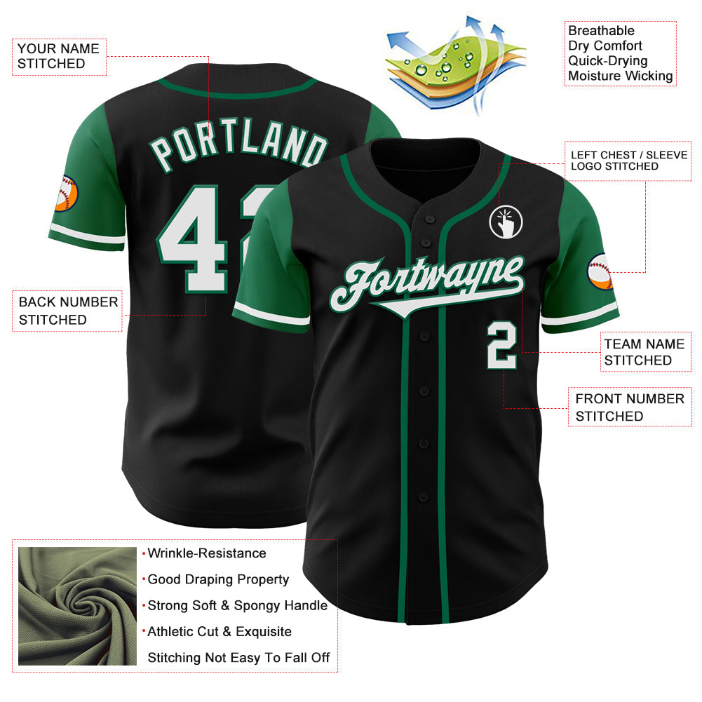 Custom Black White-Kelly Green Authentic Two Tone Baseball Jersey - Sky-Custom