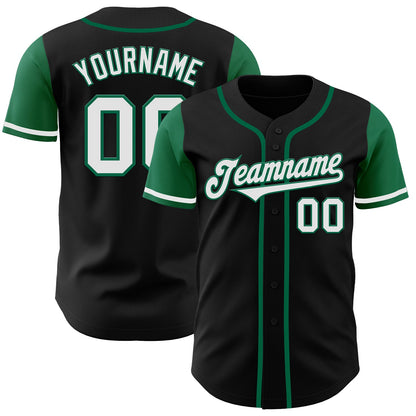 Custom Black White-Kelly Green Authentic Two Tone Baseball Jersey - Sky-Custom