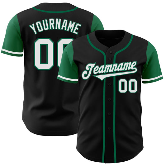 Custom Black White-Kelly Green Authentic Two Tone Baseball Jersey - Sky-Custom