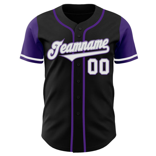 Custom Black White-Purple Authentic Two Tone Baseball Jersey - Sky-Custom