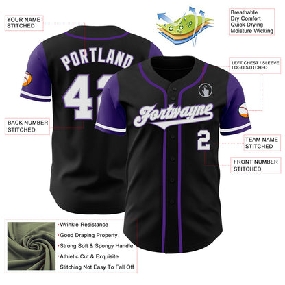 Custom Black White-Purple Authentic Two Tone Baseball Jersey - Sky-Custom