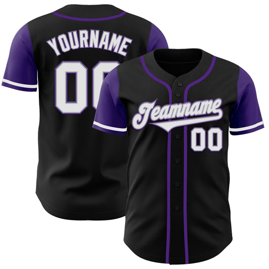 Custom Black White-Purple Authentic Two Tone Baseball Jersey - Sky-Custom