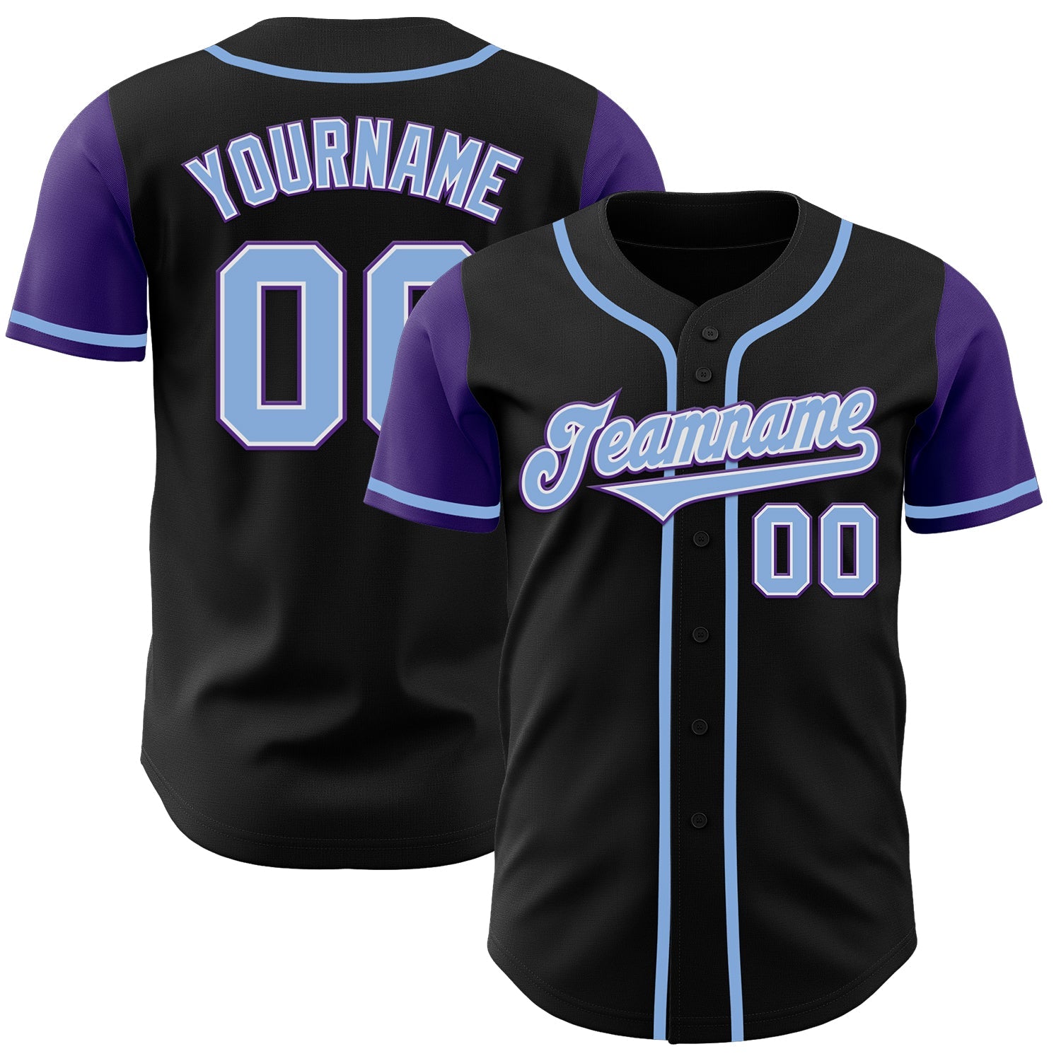 Custom Black Light Blue-Purple Authentic Two Tone Baseball Jersey - Sky-Custom