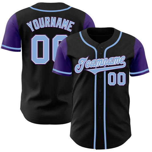 Custom Black Light Blue-Purple Authentic Two Tone Baseball Jersey - Sky-Custom