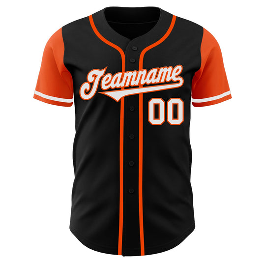 Custom Black White-Orange Authentic Two Tone Baseball Jersey - Sky-Custom