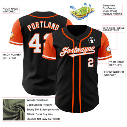 Custom Black White-Orange Authentic Two Tone Baseball Jersey - Sky-Custom