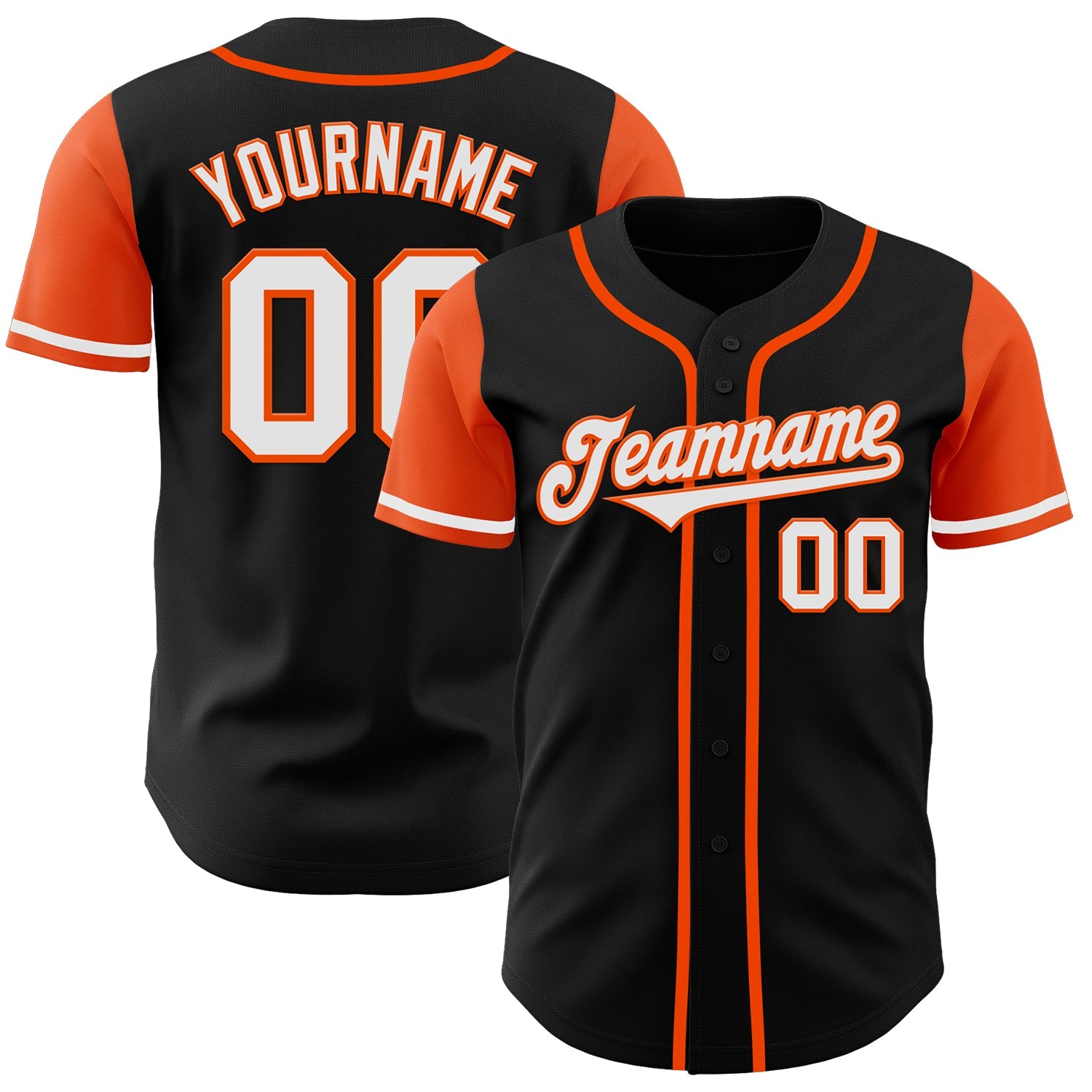 Custom Black White-Orange Authentic Two Tone Baseball Jersey - Sky-Custom