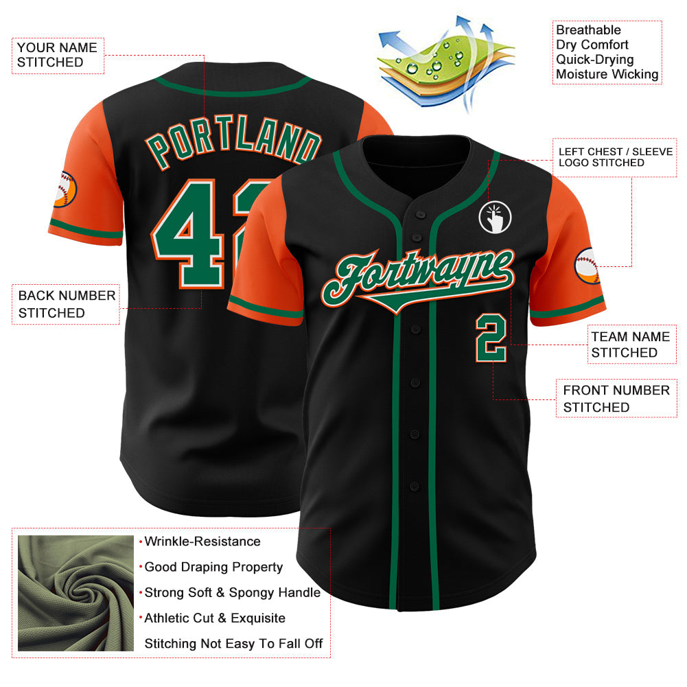 Custom Black Kelly Green-Orange Authentic Two Tone Baseball Jersey - Sky-Custom
