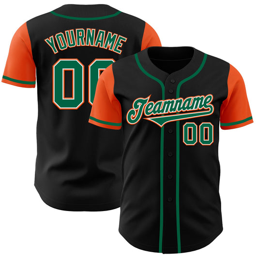 Custom Black Kelly Green-Orange Authentic Two Tone Baseball Jersey - Sky-Custom