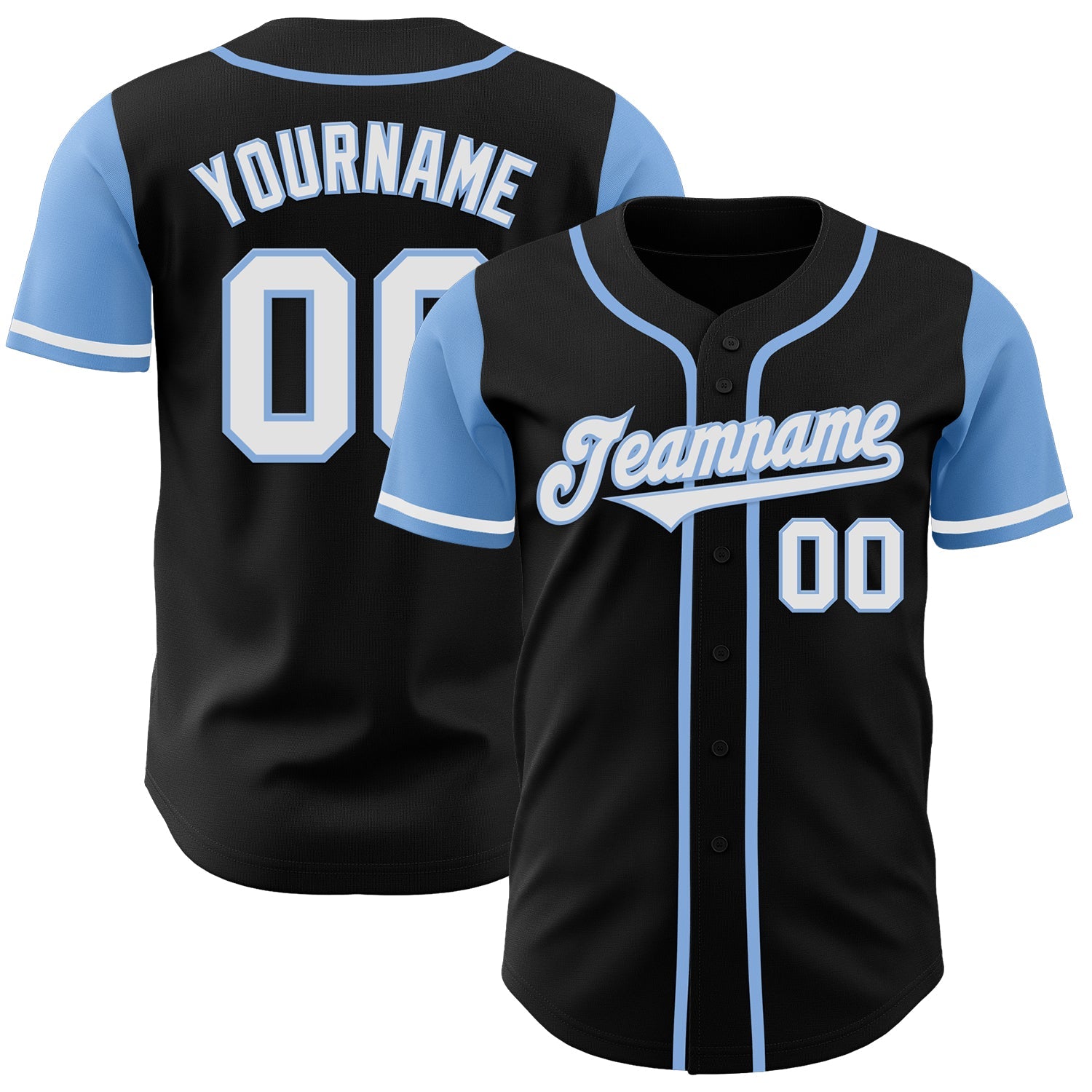 Custom Black White-Light Blue Authentic Two Tone Baseball Jersey - Sky-Custom
