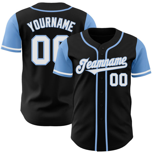 Custom Black White-Light Blue Authentic Two Tone Baseball Jersey - Sky-Custom