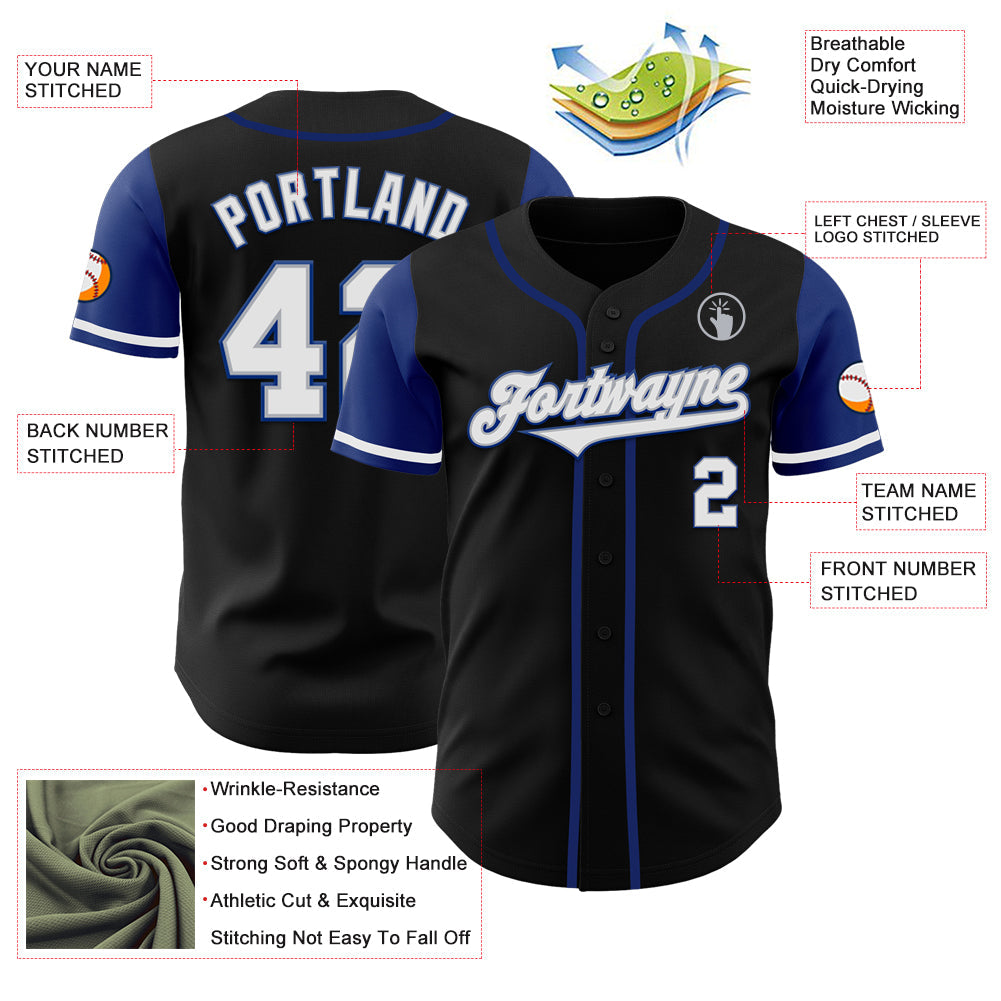 Custom Black White-Royal Authentic Two Tone Baseball Jersey - Sky-Custom