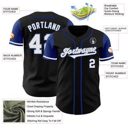 Custom Black White-Royal Authentic Two Tone Baseball Jersey - Sky-Custom
