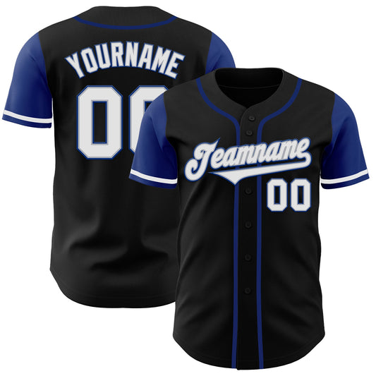 Custom Black White-Royal Authentic Two Tone Baseball Jersey - Sky-Custom
