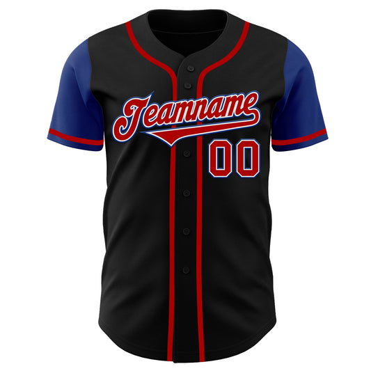 Custom Black Red-Royal Authentic Two Tone Baseball Jersey - Sky-Custom
