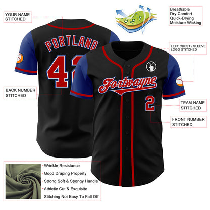 Custom Black Red-Royal Authentic Two Tone Baseball Jersey - Sky-Custom