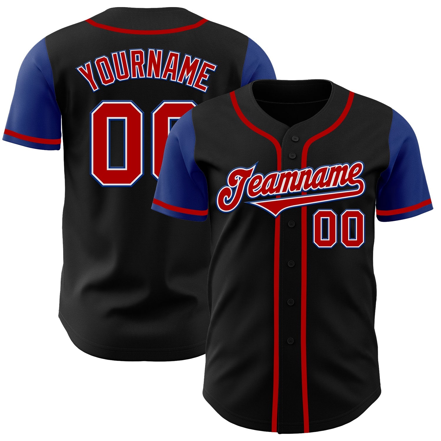 Custom Black Red-Royal Authentic Two Tone Baseball Jersey - Sky-Custom