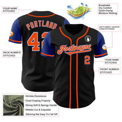 Custom Black Orange-Royal Authentic Two Tone Baseball Jersey - Sky-Custom