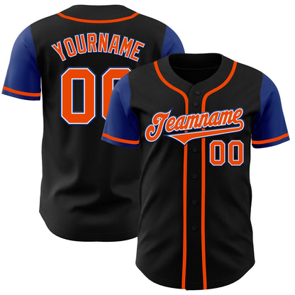 Custom Black Orange-Royal Authentic Two Tone Baseball Jersey - Sky-Custom