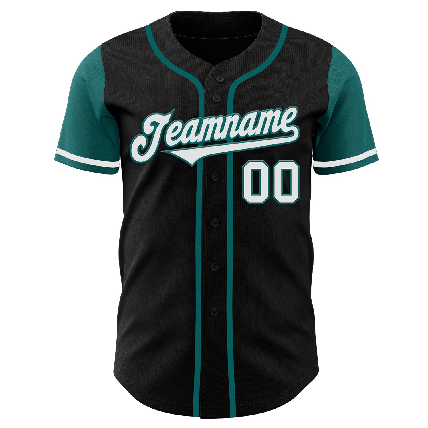 Custom Black White-Teal Authentic Two Tone Baseball Jersey - Sky-Custom