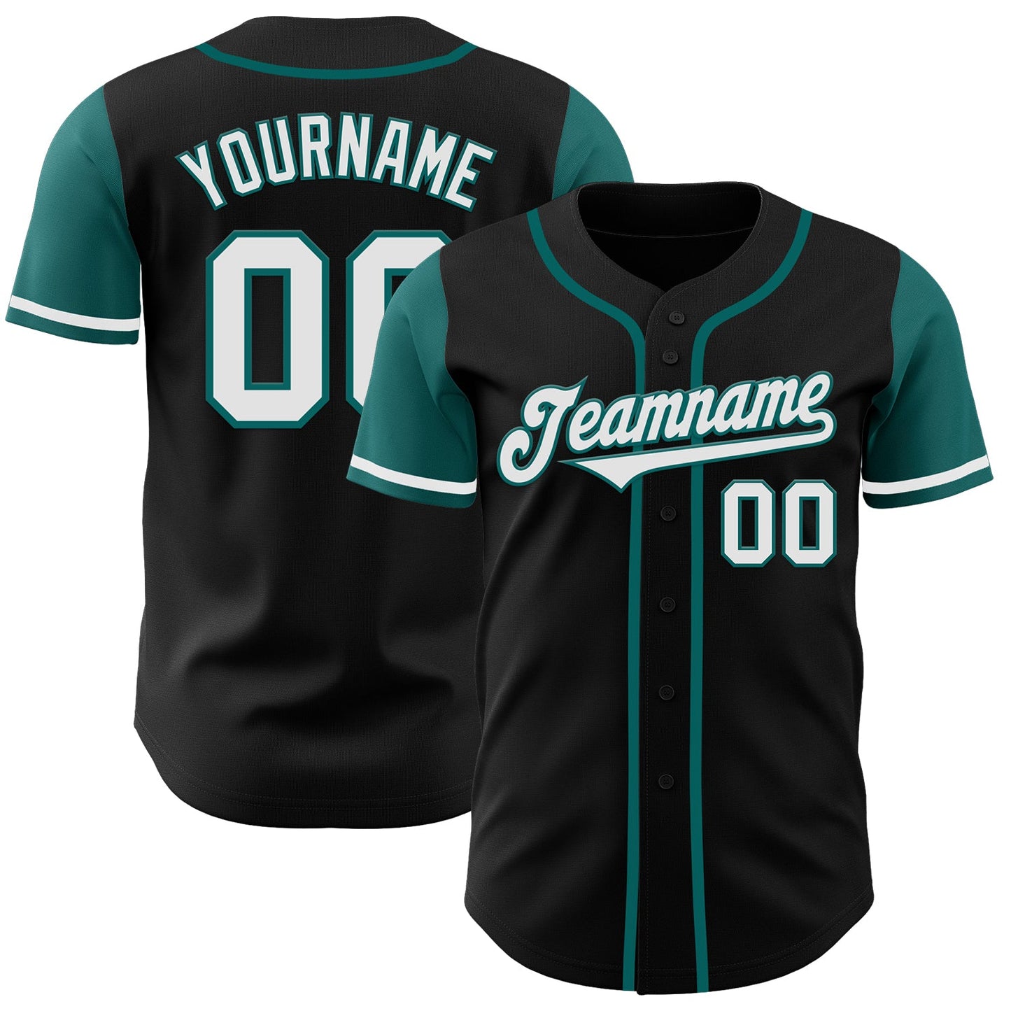 Custom Black White-Teal Authentic Two Tone Baseball Jersey - Sky-Custom