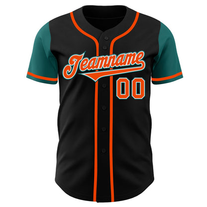 Custom Black Orange-Teal Authentic Two Tone Baseball Jersey - Sky-Custom
